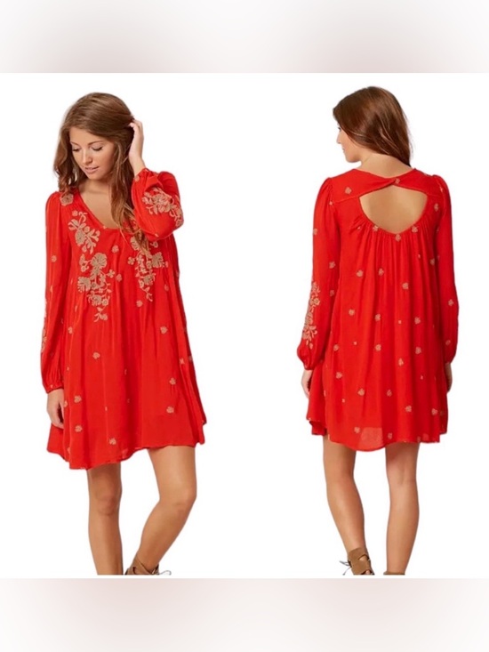 VGUC Free People Sweet Tennessee Embroidered Mini Dress Long Sleeve Small - Picture 2 of 10